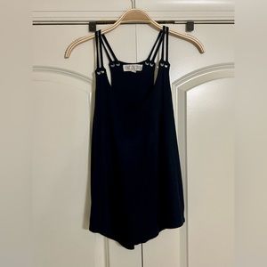 Pink Rose Navy Blue Tank - SMALL